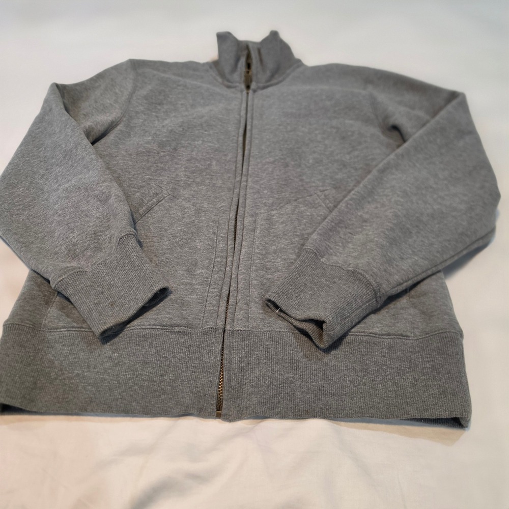 Eddie Bauer Zip Sweatshirt Mens Medium Gray Excellent Sherpa Lined Mock Neck
